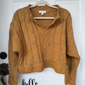 She + Sky Medium Women's Mustard V-Neck Sweater